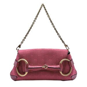 Vintage Gucci Tom Ford Era Horsebit Shoulder Bag & Clutch in Rare Pink